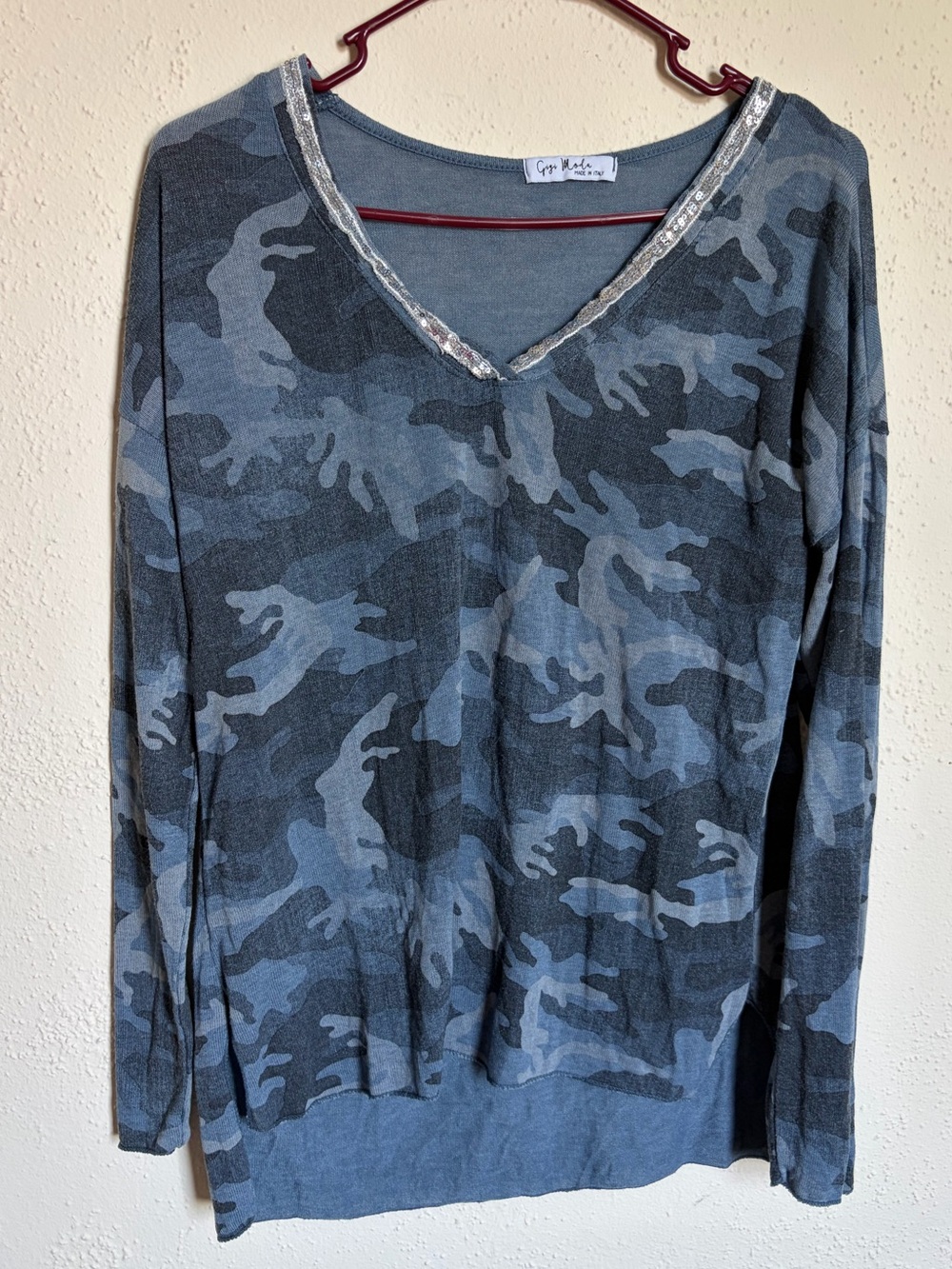 Gigi Moda Sequin Camo Top